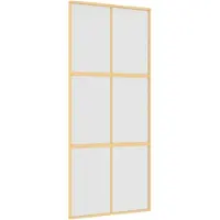 vidaXL Puerta corredera dorada de 90x205 cm, con vidrio ESG esmerilado y marco de aluminio