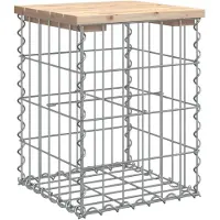 vidaXL Banco de jardín de fabricado con elementos de gavión, de 33x31x42 cm, con estructura de madera maciza de pino