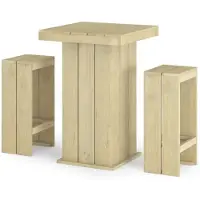 vidaXL Juego de 3 piezas para bar de jardín, madera de pino tratada