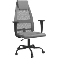 vidaXL Silla de oficina ajustable en altura, color gris, con tapicería de malla y cuero sintético