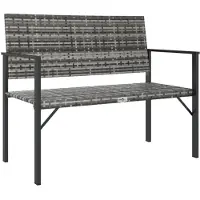 vidaXL Banco de jardín para 2 personas, color gris, tejido de polirratán