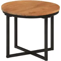 DKD Home Decor Mesa de centro de 35x35x30 cm, fabricada en madera maciza de acacia y hierro
