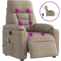Syfax Sillón reclinable masaje eléctrico tela microfibra gris taupe