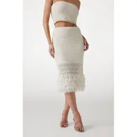 Guess Marciano GUESS Luca Fringed Hem Mid Dove White Talla: XS | Faldas Midi Outlet | Mujer | Blanco