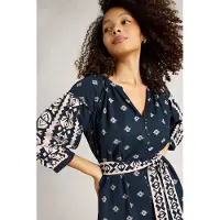 White Stuff Ella Embroidered Dress Navy Multi Talla: 16 PETITE | Blusón Outlet | Mujer | Azul