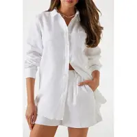 Guess Marciano GUESS Ls Gen Linen Shirt Pure White Talla: L | Manga Larga Outlet | Mujer | Blanco