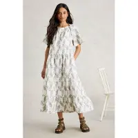 White Stuff Spruce Jaquard Dress White Multi Talla: 14 REGULAR | Vestidos Midi Outlet | Mujer | Blanco