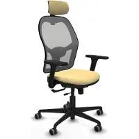 Piqueras Y Crespo Silla de oficina con reposacabezas, modelo Jorquera 3D036G2, color crema