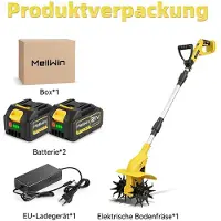 StarTech.com Fresadora eléctrica de suelo inalámbrica - Cultivador de jardín de 18V - 1600W - 1000 U/min - Profundidad de trabajo de 16 cm / Ancho de 22 cm - Incluye 2 baterías de 3,0Ah