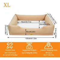 StarTech.com Cama para perros - Sofá ortopédico XL - Rectangular - Para perros grandes - 100% algodón - Con acolchado perimetral - Funda interior impermeable - Funda extraíble y lavable - Beige y amarillo