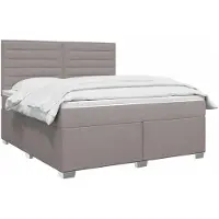 vidaXL Cama con somier y colchón de la marca , color taupe, 140 x 200 cm, tapizada en tela