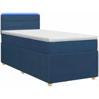 vidaXL Cama con somier y colchón, con cabecero, color azul, 90 x 190 cm, tapizada en tela