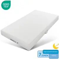 Merax Colchón de espuma viscoelástica , 90x190 cm, 20 cm de grosor, con 7 zonas de confort, colchón reversible H2 y H3, funda lavable, con asas, color blanco