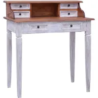vidaXL Escritorio con cajones, 90x50x101 cm, madera maciza de estilo vintage
