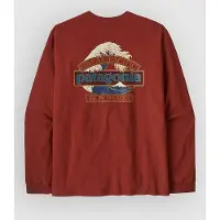 Patagonia - L/S Great Waves Responsibili-Tee - Camiseta de manga larga size S, rojo