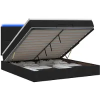 Syfax Cama tipo otomana con colchón y LED Negro 160 x 200 cm Tela