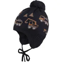 Maximo - Boy's Jacquard Mütze Baufahrzeuge - Gorro size 53-55 cm, negro