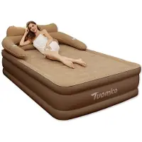 StarTech.com Colchón inflable para camping, para 2 personas. Incluye respaldo. Dimensiones: 203 x 152 x 48 cm. Ideal para uso en interiores y exteriores. Superficie de PVC con textura suave. Color: marrón