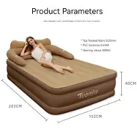 StarTech.com Colchón inflable para dos personas - Cama de aire doble - 152x203x22 cm - Ideal para camping y asientos traseros de coche - Fabricado en PVC, color marrón