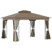 Markenlos Pérgola de jardín con protección contra insectos y estanterías en las esquinas - 3,65 m x 3 m x 2,7 m