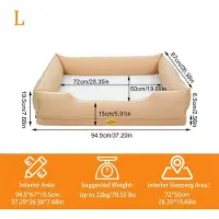 StarTech.com Cama rectangular para perros, sofá para mascotas. Camas ortopédicas con borde. Funda interior impermeable. Lavable. Funda extraíble. Talla L. Color beige y amarillo