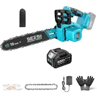 OEM Sierra eléctrica de cadena, con una hoja de 30 cm, motor sin escobillas y batería de 5.0 Ah