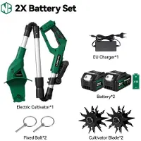 StarTech.com Cultivador eléctrico para jardín - Azadón cultivador - Batería de 21V 3,0Ah incluida - Profundidad de trabajo de 15 cm, ancho de trabajo de 20 cm - Plegable - Enchufe europeo 100–240V
