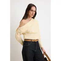 Trendyol Blusa amarillo claro / blanco