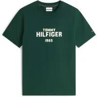 Tommy Hilfiger Camiseta 'Brand Love' verde oscuro / blanco