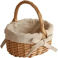 OEM Cesta de mimbre pequeña para compras, para 1 persona. Set de picnic artesanal para camping y celebraciones al aire libre
