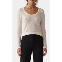 Calvin Klein Boucle Pointelle Long Sleeve Top Tofu Talla: L | Manga Larga Outlet | Mujer
