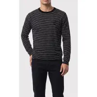 The Kooples Pull Col Rond A Rayures Detail Broderie Black / White Talla: S | Jerséis Outlet | Hombre | Negro