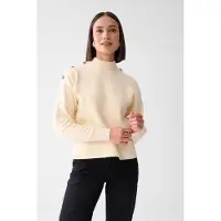 Shoeby La-sbstar Button Knit Offwhite Talla: M | Sudaderas con Capucha Outlet | Mujer | Blanco