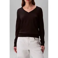 Calvin Klein Fine Gauge Viscose V-neck Top Black Talla: XS | Manga Larga Outlet | Mujer | Negro