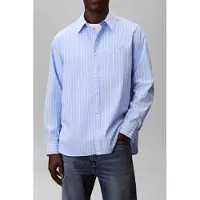 Calvin Klein Long Sleeve Yarn-dyed Stripe Washed Blue Descent Talla: XL | Camisas Casuales Outlet | Hombre | Azul