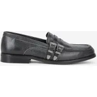 The Kooples Leather Moccasins With A Disturbed Effect Black Talla: 36 | Mocasines Outlet | Mujer | Negro