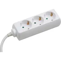 Meister Tira de enchufes , triple, con cable de 3 metros, color blanco, grado de protección IP20, para uso en interiores