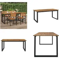 vidaXL Mesa de jardín con estructura en forma de U, 180x90x75 cm, madera de acacia maciza - Mesa de jardín - Mesas de jardín - Mesa para exteriores - Mesa para terraza