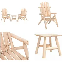 vidaXL Juego de jardín de 3 piezas, fabricado en madera maciza de abeto - Juego de jardín tipo lounge - Juegos de jardín tipo lounge - Juego de lounge - Juego de lounge para terraza