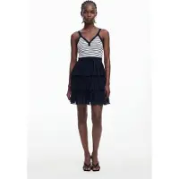 Desigual , Vestido combinado falda plisada, Azul, XL