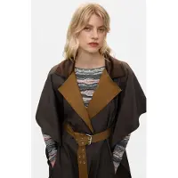 Desigual , Poncho Gabardina, Mujer, Algodon, MarróN, U
