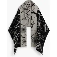 Desigual , Bufanda Estampada Larga, Mujer, Negro, U