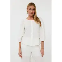 Esqualo Blouse R-neck Linen Off White Talla: L | Blusas Outlet | Mujer | Blanco