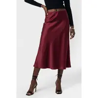 French Connection Irina Satin Skirt Bordeaux Red Talla: 6 | Faldas Midi Outlet | Mujer | Rojo