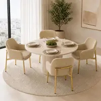 OKWISH Conjunto de 4 sillas tapizadas con respaldo, con ajuste de altura, cómodas sillas para comedor con reposabrazos, ideales para cocina o comedor, color marrón
