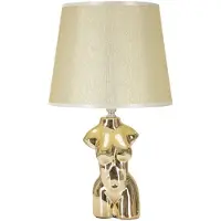 Mauro Ferretti Lámpara de mesa Glam para mujer, cerámica brillante, 25x39,5 cm, color dorado, diseño de