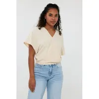 Esqualo Top Overlap Crinkle Sand Talla: 36 | Blusas Outlet | Mujer | Marrón
