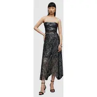 AllSaints Siena Broderie Corse Gunmetal Grey Talla: 10 | Faldas Midi Outlet | Mujer | Gris
