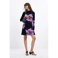 Desigual , Vestido Flores corto M. C. Lacroix, Mujer, Viscosa, Negro, L