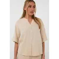 Esqualo Blouse Oversized Linen Sand Talla: M/L | Blusas Outlet | Mujer | Marrón
